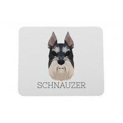 Un mouse pad con un cane Schnauzer cropped. Una nuova collezione con il cane geometrico