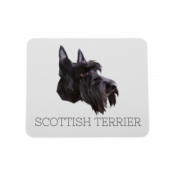 Un mouse pad con un cane Scottish Terrier. Una nuova collezione con il cane geometrico