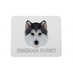 Un mouse pad con un cane Siberian Husky. Una nuova collezione con il cane geometrico