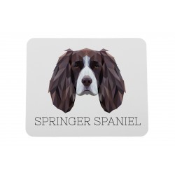 Un mouse pad con un cane Springer Spaniel Inglese. Una nuova collezione con il cane geometrico