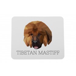 Una alfombrilla de ratón con un perro Dogo del Tíbet. Una nueva colección con el perro geométrico