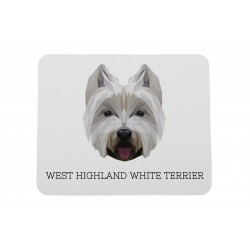 Un mouse pad con un cane West Highland White Terrier. Una nuova collezione con il cane geometrico