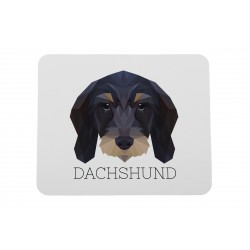 A computer mouse pad with a Dachshund wirehaired dog. A new collection with the geometric dog