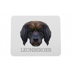 Un mouse pad con un cane Leoneberger. Una nuova collezione con il cane geometrico
