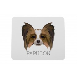 A computer mouse pad with a Papillon dog. A new collection with the geometric dog