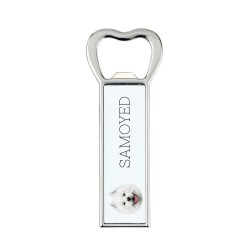 A beer bottle opener with Samoyed dog. A new collection with the geometric dog