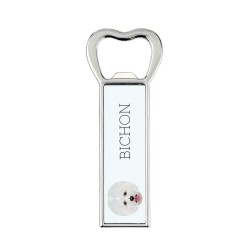 A beer bottle opener with Bichon Frise dog. A new collection with the geometric dog