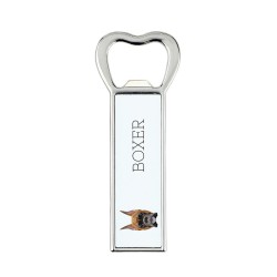 A beer bottle opener with Boxer cropped dog. A new collection with the geometric dog