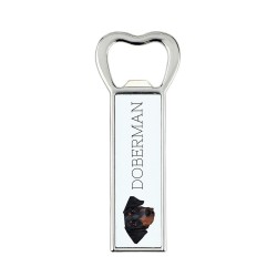 A beer bottle opener with Dobermann uncropped dog. A new collection with the geometric dog