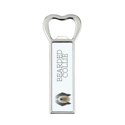 A beer bottle opener with Bearded Collie dog. A new collection with the geometric dog