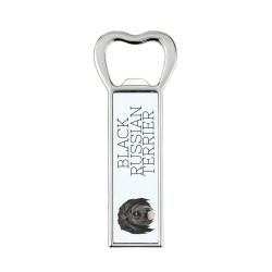 A beer bottle opener with Black Russian Terrier dog. A new collection with the geometric dog