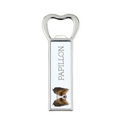 A beer bottle opener with Papillon dog. A new collection with the geometric dog