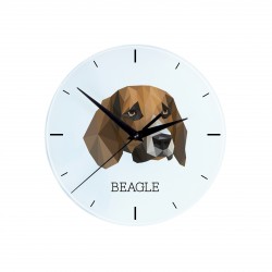 Un reloj con un perro Beagle inglés. Una nueva colección con el perro geométrico