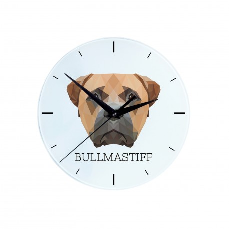 L'horloge en MDF avec l'image d'un chien. 