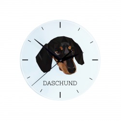 Un orologio con un cane Bassotto smoothhaired. Una nuova collezione con il cane geometrico
