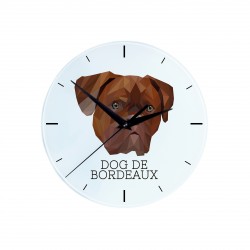 Szklany zegar z wizerunkiem psa.