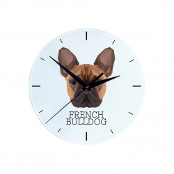 Une horloge avec un chien Bouledogue français. Une nouvelle collection avec le chien géométrique