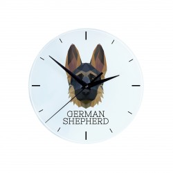 A clock with a German Shepherd dog. A new collection with the geometric dog