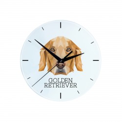 A clock with a Golden Retriever dog. A new collection with the geometric dog