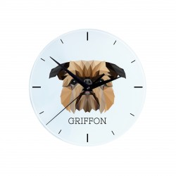 Une horloge avec un chien Griffon bruxellois. Une nouvelle collection avec le chien géométrique