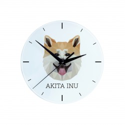 A clock with a Akita Inu dog. A new collection with the geometric dog