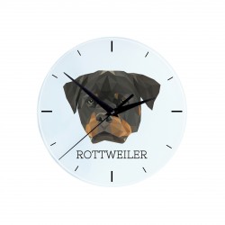 Un orologio con un cane Rottweiler. Una nuova collezione con il cane geometrico