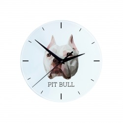 Un reloj con un perro Pit bull terrier americano. Una nueva colección con el perro geométrico