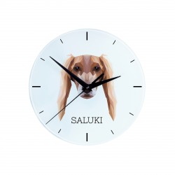 Une horloge avec un chien Lévrier persan. Une nouvelle collection avec le chien géométrique