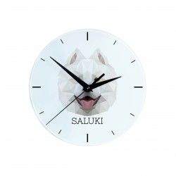 A clock with a Samoyed dog. A new collection with the geometric dog