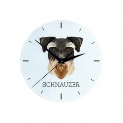 A clock with a Schnauzer dog. A new collection with the geometric dog