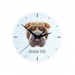 A clock with a Shar Pei dog. A new collection with the geometric dog