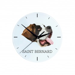 Uhr mit Bernhardiner. Neue Kollektion mit geometrischem Hund
