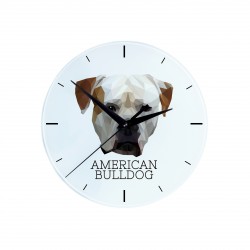 Une horloge avec un chien Bichon à poil frisé. Une nouvelle collection avec le chien géométrique