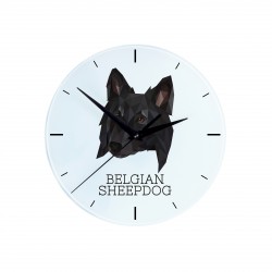 A clock with a Belgian Shepherd dog. A new collection with the geometric dog