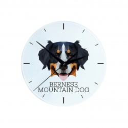 A clock with a Bernese Mountain Dog dog. A new collection with the geometric dog