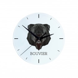 A clock with a Flandres Cattle Dog dog. A new collection with the geometric dog