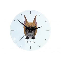 Un reloj con un perro Bóxer alemán cropped. Una nueva colección con el perro geométrico