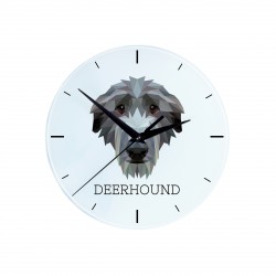A clock with a Scottish deerhound dog. A new collection with the geometric dog