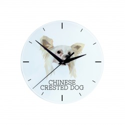 A clock with a Chinese Crested Dog dog. A new collection with the geometric dog