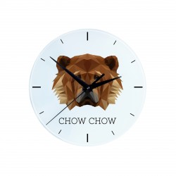 Un orologio con un cane Chow chow. Una nuova collezione con il cane geometrico