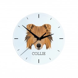 Un reloj con un perro Collie. Una nueva colección con el perro geométrico