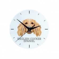 Une horloge avec un chien Cocker spaniel anglais. Une nouvelle collection avec le chien géométrique