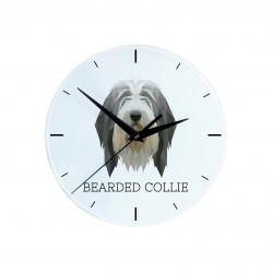 A clock with a Bearded Collie dog. A new collection with the geometric dog