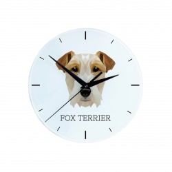 Une horloge avec un chien Fox-terrier. Une nouvelle collection avec le chien géométrique