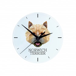 Zegar z Norwich Terrier. Nowa kolekcja z geometrycznym psem