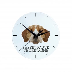 Une horloge avec un chien Basset fauve de Bretagne. Une nouvelle collection avec le chien géométrique