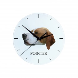 Une horloge avec un chien Pointer. Une nouvelle collection avec le chien géométrique