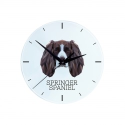A clock with a English Springer Spaniel dog. A new collection with the geometric dog