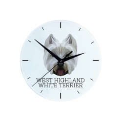 Uhr mit Weißer Hochlandterrier. Neue Kollektion mit geometrischem Hund
