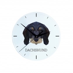 Un reloj con un perro Perro salchicha wirehaired. Una nueva colección con el perro geométrico